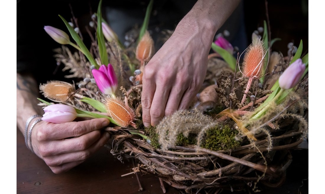 Unique floral displays and natural wreaths
