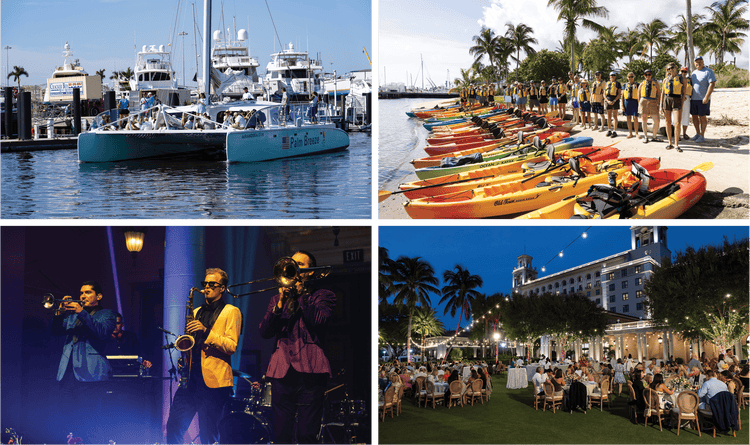 The celebration included a lake-front view of a local port, kayaking activities, a live band, and dinner for the attendees.