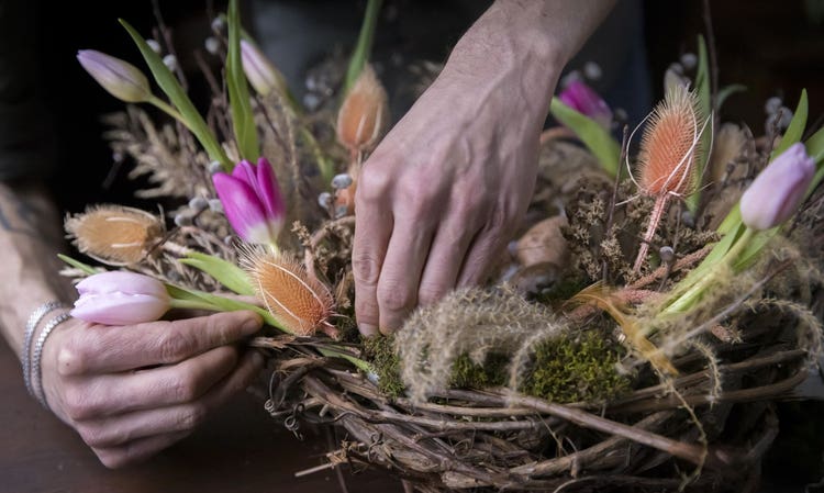 Unique floral displays and natural wreaths