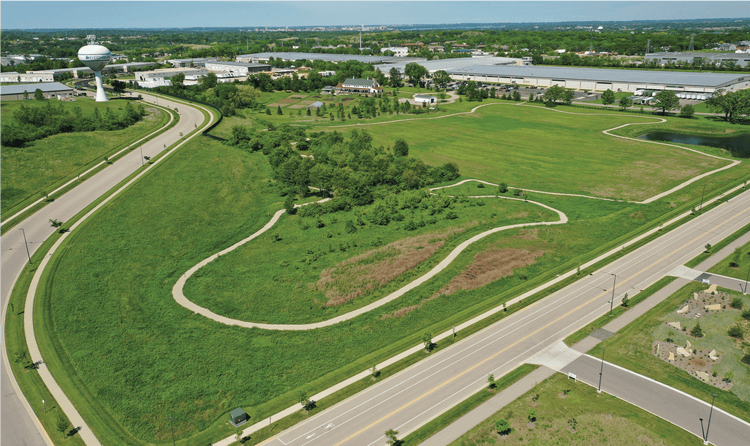 The 3/4-mile Sub-Zero Wellness Walking Path sits adjacent to Sub-Zero, Wolf, and Cove's headquarters and the Harvest Haven Farm and Barn.