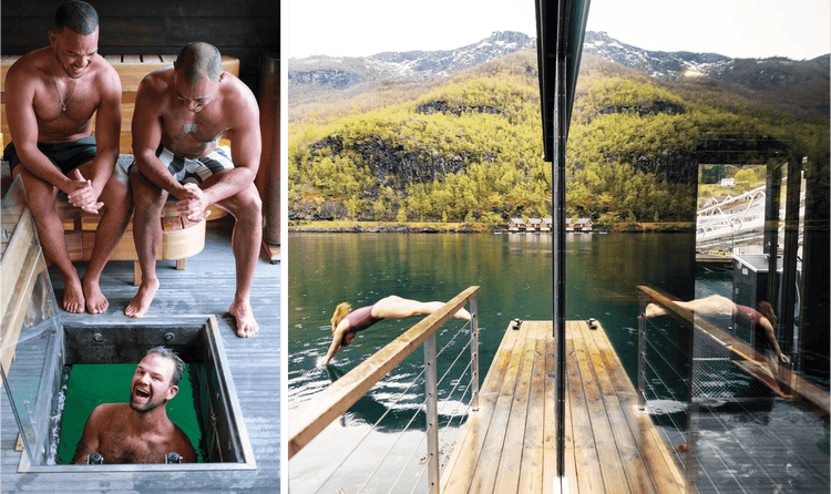 Norwar's FjordSuana has a floating sauna that allows individuals to experience a cold plunge seconds after leaving the sauna.