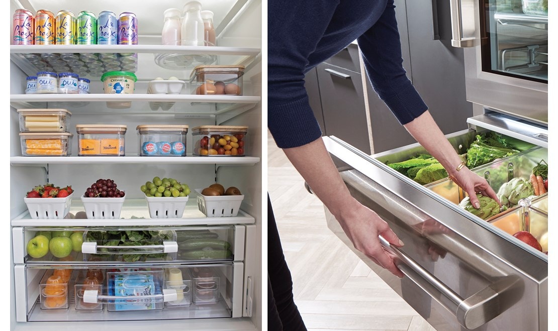 Sub-Zero Refrigerators adjustable shelves and crisper drawers help organize your food items and keep them fresher, longer.