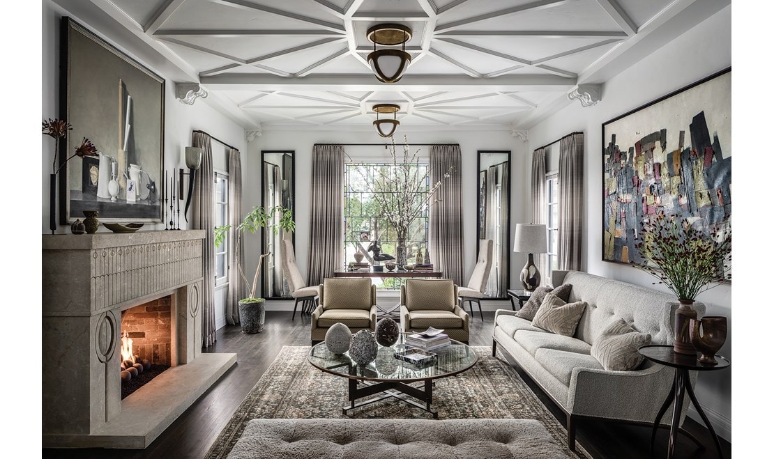 Jeff Andrews incorporates shapely furniture pieces custom-designed as part of his collection for A. Rudin. 