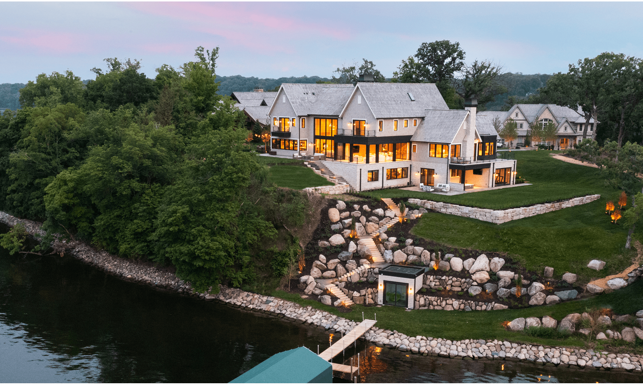The Lake Minnetonka property has a beautiful lakeside strip for fun summer activities and gorgeous views.