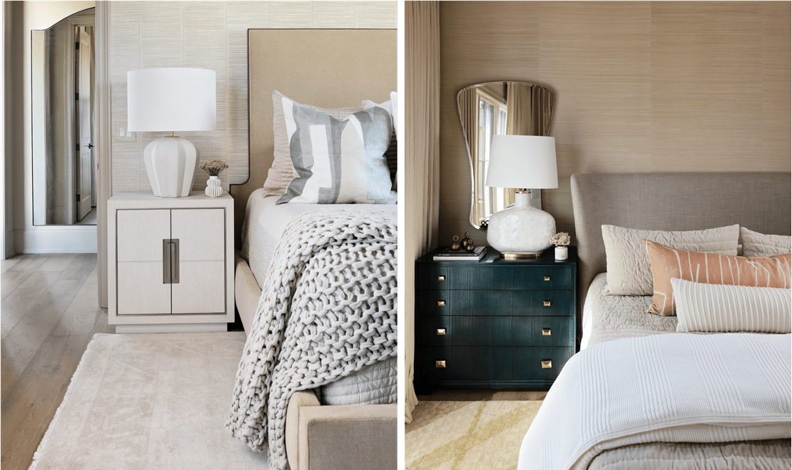 A neutral wall covering featuring a distinctly cozy bedroom. A neutral wall covering offers a different perspective on the effects of patterns within a living space.