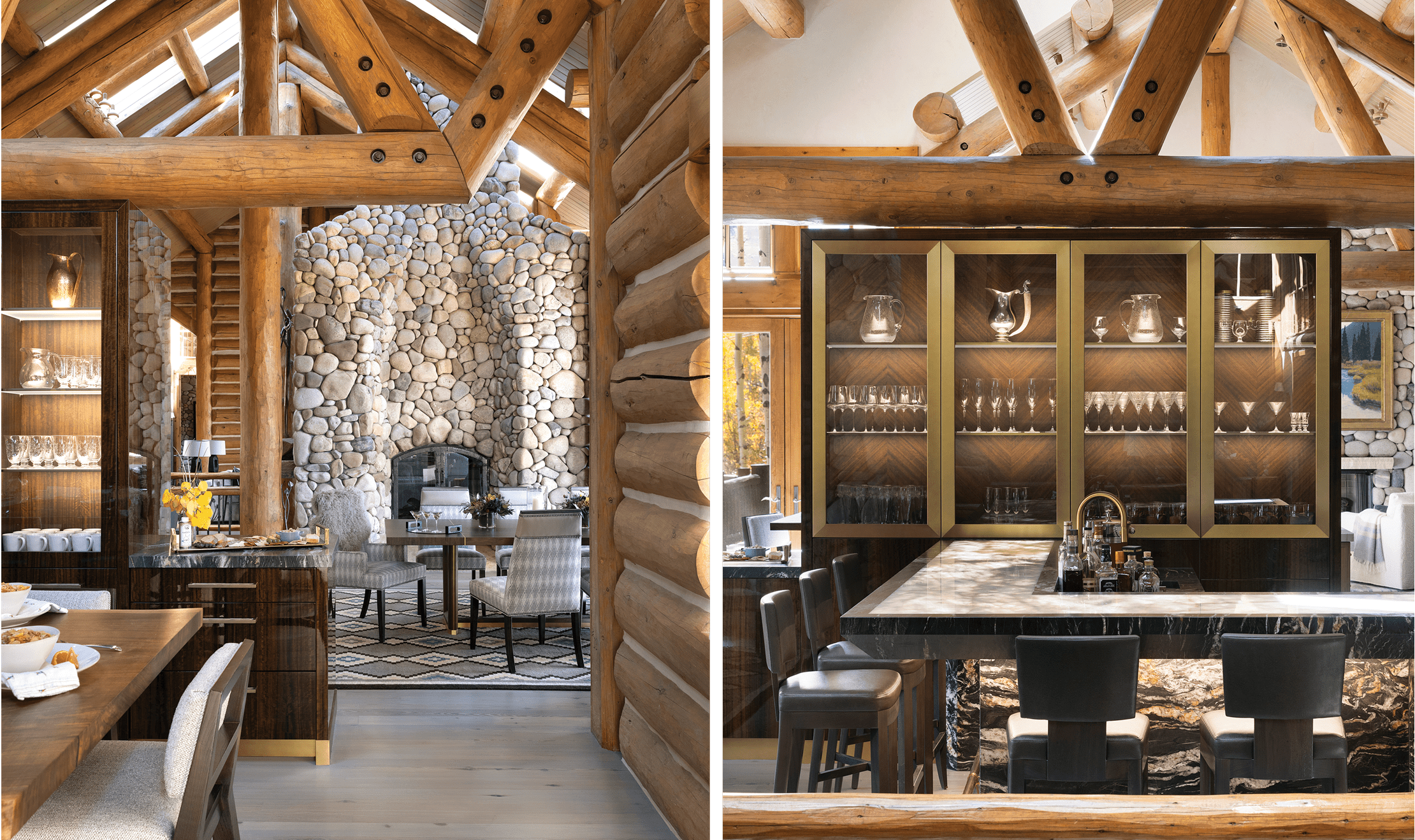 The bar and kitchen are mainstays, and they were a finalist in the 2022-2023 Sub-Zero, Wolf, and Cove Kitchen Design Contest.