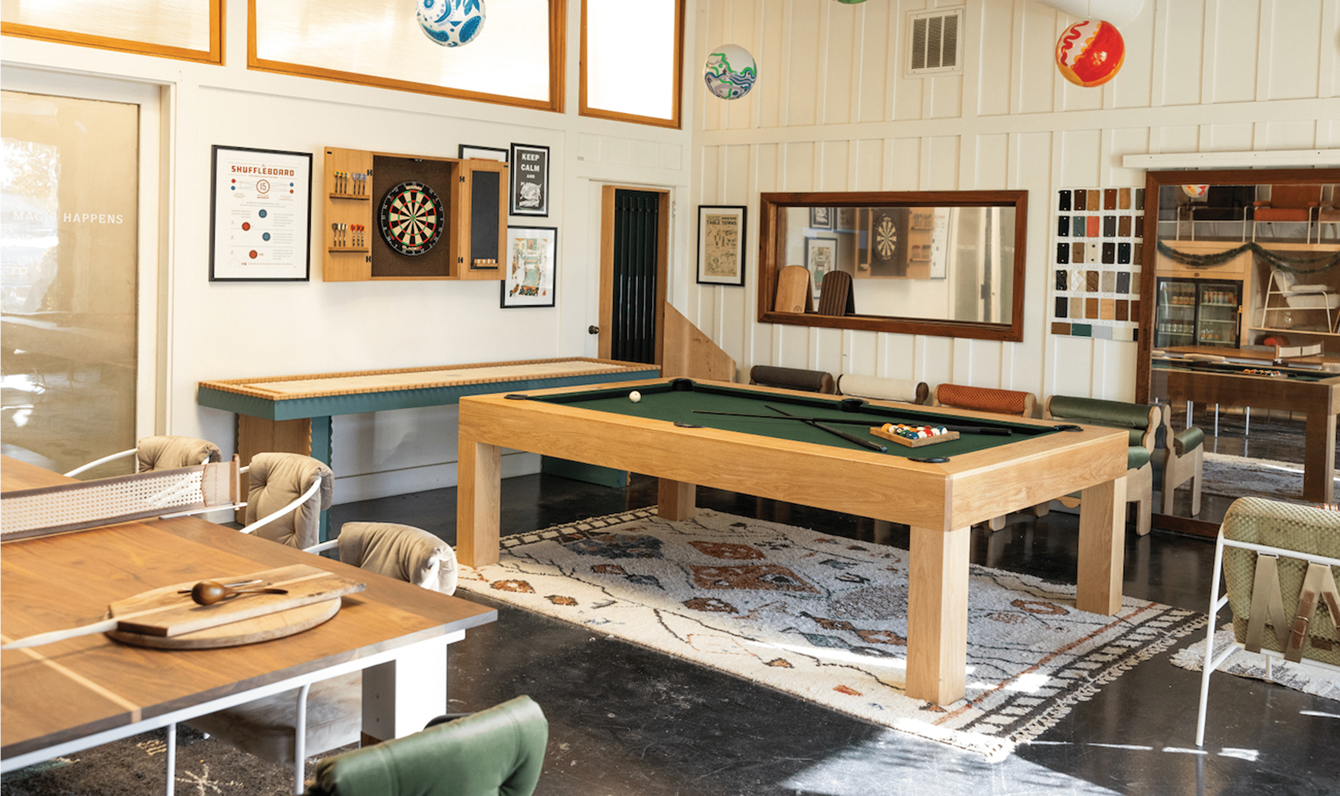 Woosley opened his woodworking studio in 2010. His studio focuses on handcrafted furniture and gaming boards.