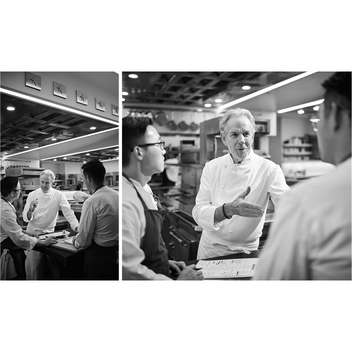 Thomas Keller collaborating with younger chefs as he hopes to support them in achieving their own professional goals.