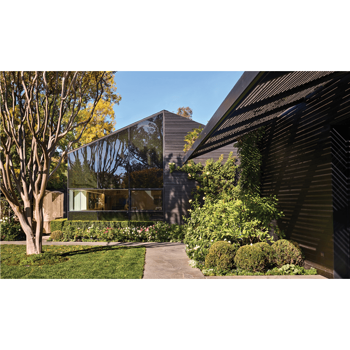 The French Laundry's buildings have shared modern and classic aesthetics, like this half-glass, half-barnlike building.
