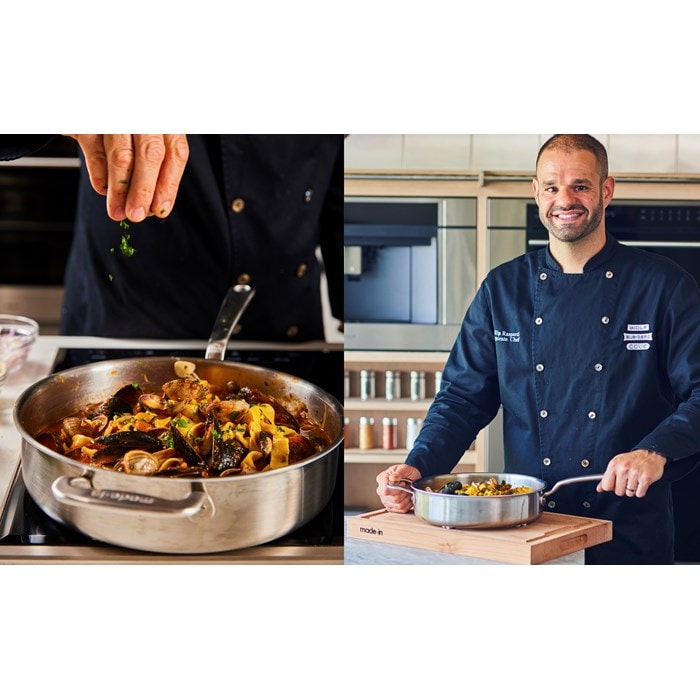 In the showroom kitchen with Sub-Zero, Wolf and Cove’s Corporate Chef Phillip Raspanti.