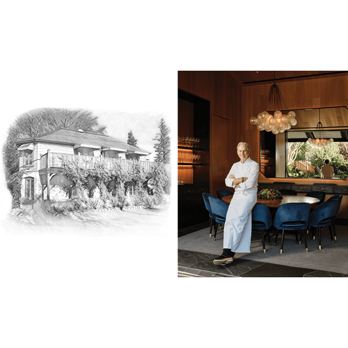 Keller, pitcured right, began cooking professionally in 1977, one year before the French Laundry, pictured left, opened.