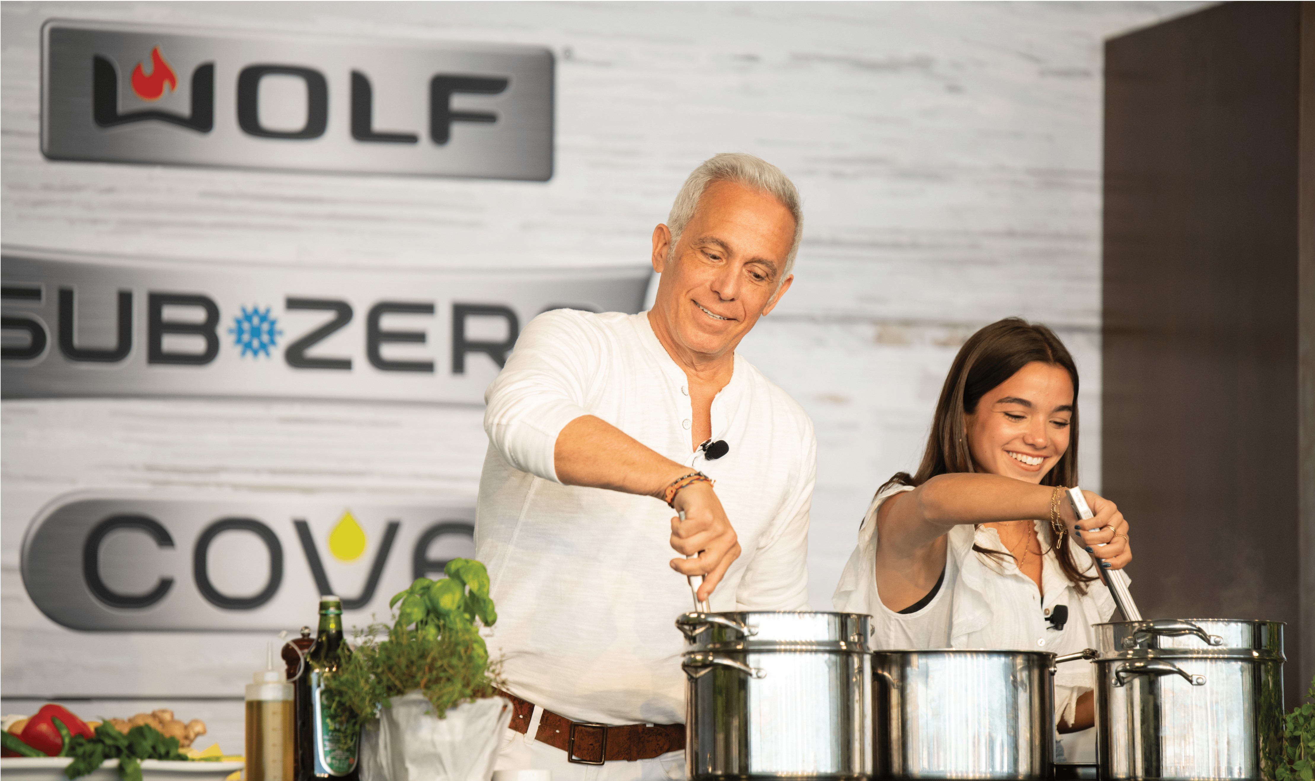 Chef Jeffrey Zakarian mixes up something delicious on a Wolf Cooktop.