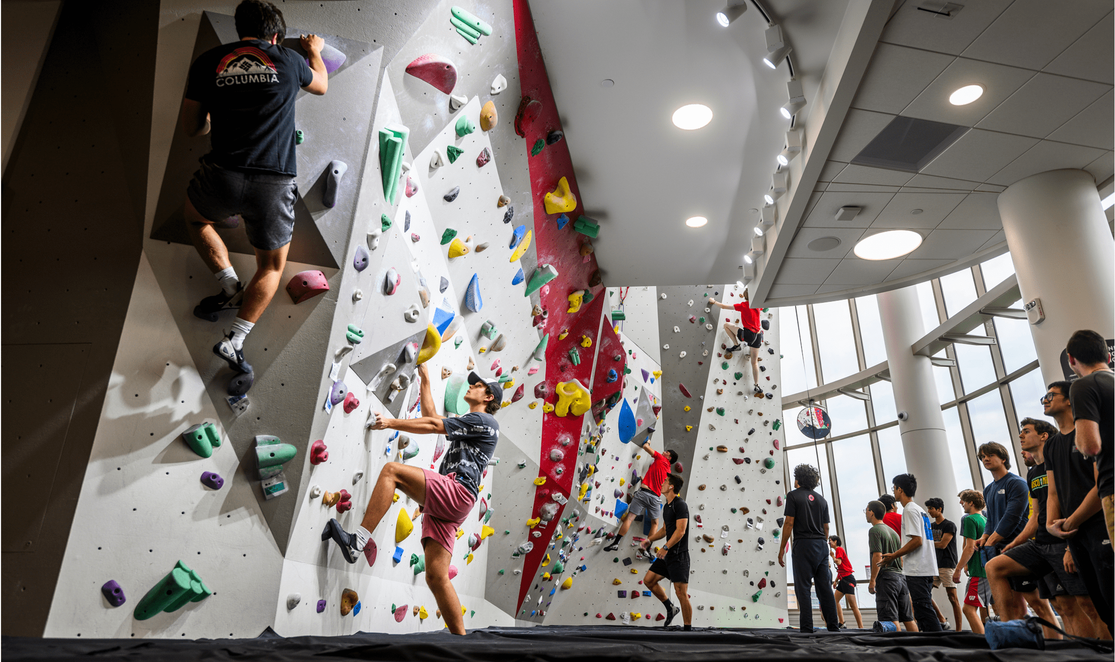 The new wellness and recreation center includes a 32-foot-high Mt. Mendota Climbing Wall and a 13-foot Bouldering Wall.