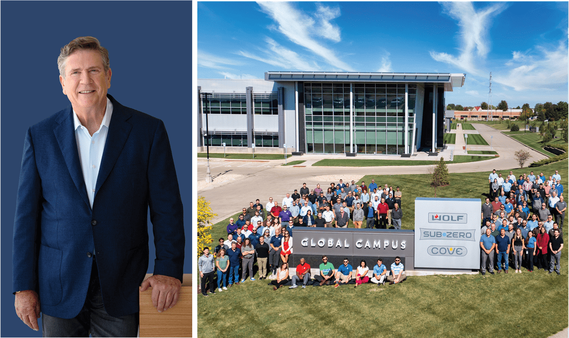 Pictured left is Jim Bakke. Pictured right is the Innovation Center at the Sub-Zero Group's headquarters.