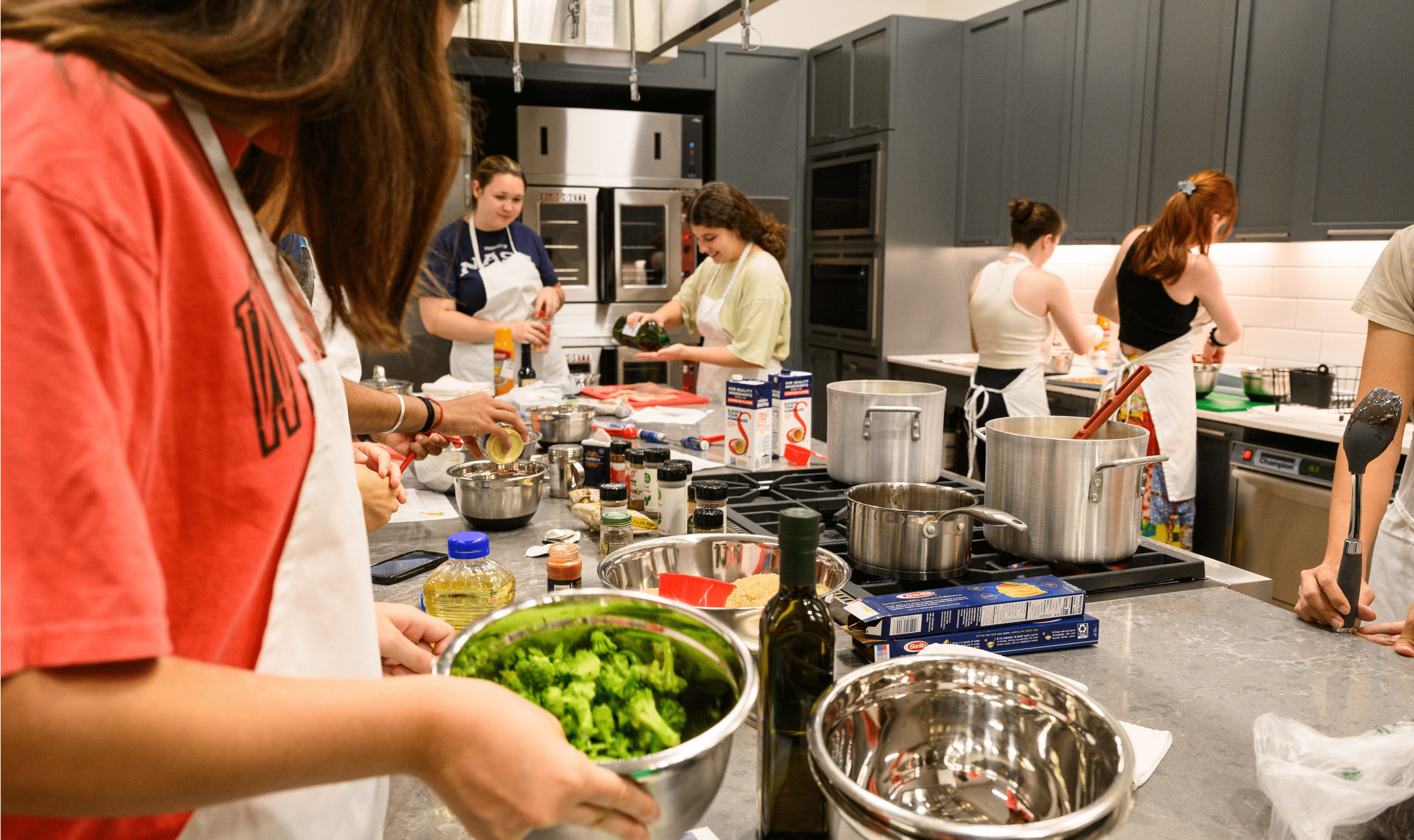 The Bakke Recreation & Wellness Center features a Wolf Teaching Kitchen to help immerse students in nutrition.