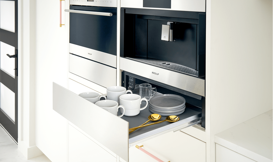 An easy pair with the coffee system is the Wolf Cup Warming Drawer which can contain up to 40 cups.