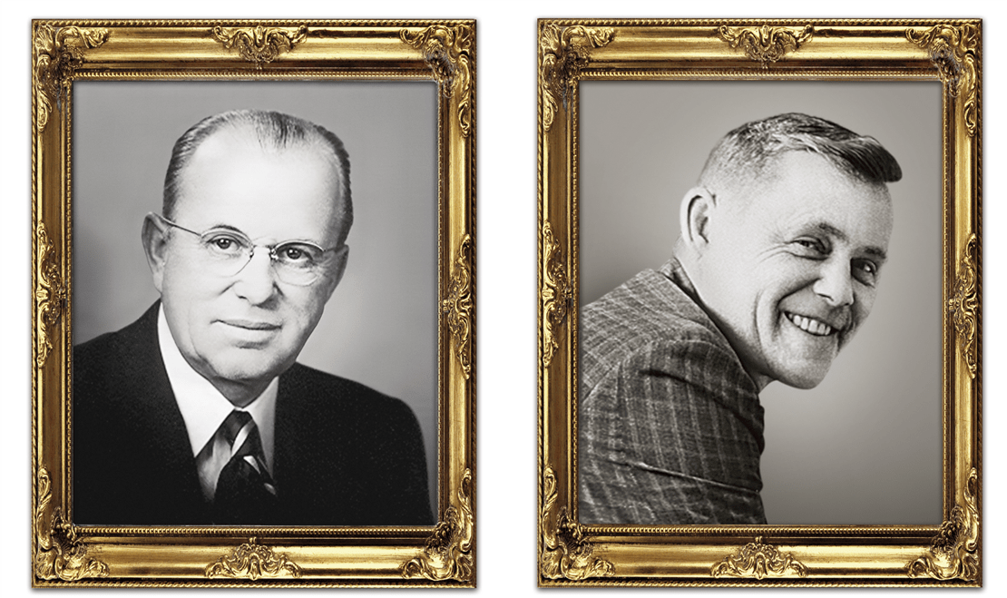 Pictured right: Westye F. Bakke. Pictured left: Westye's son, Lawrence Clarke Bakke, known as "Bud".