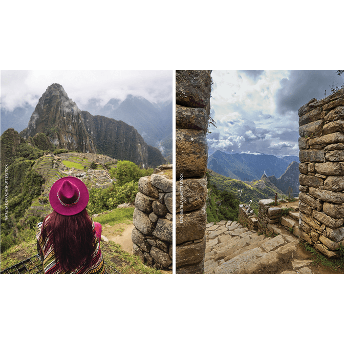 Machu Picchu in Urubamba Province, Peru is a UNESCO-designated World Heritage Site and sits 8,000 feet above sea level.
