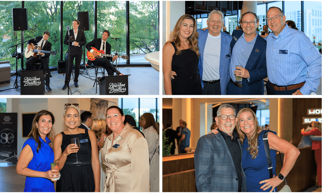 The Bourbon Brothers Band at the Sub-Zero, Wolf, and Cove showroom in Atlanta, Georgia. Along with colleagues gathered in celebration.