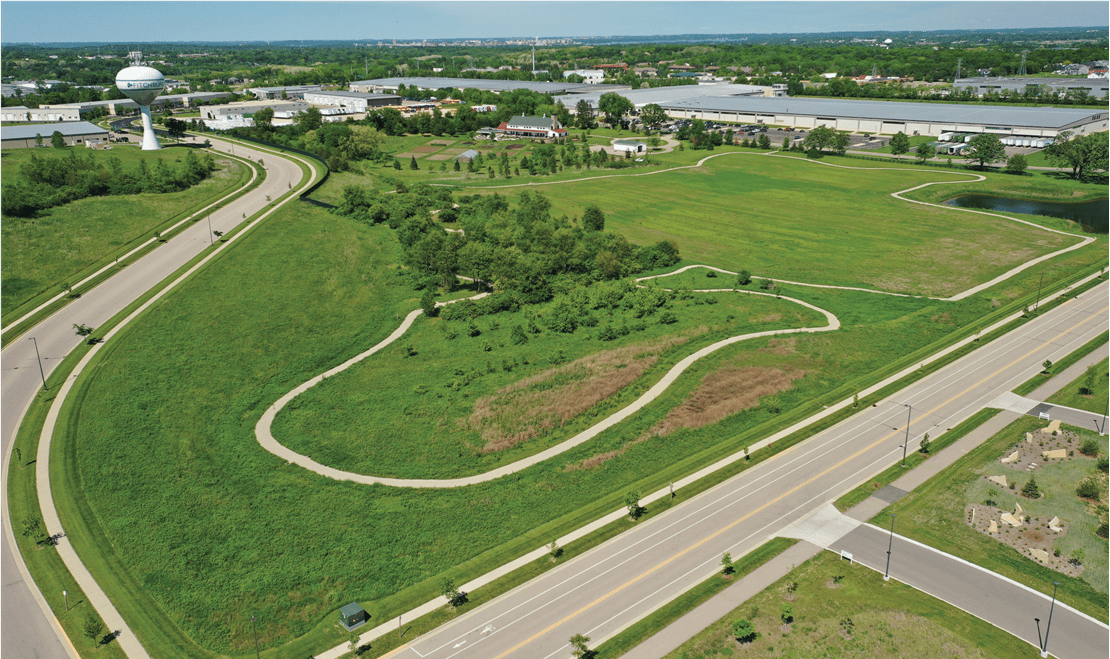 The 3/4-mile Sub-Zero Wellness Walking Path sits adjacent to Sub-Zero, Wolf, and Cove's headquarters and the Harvest Haven Farm and Barn.