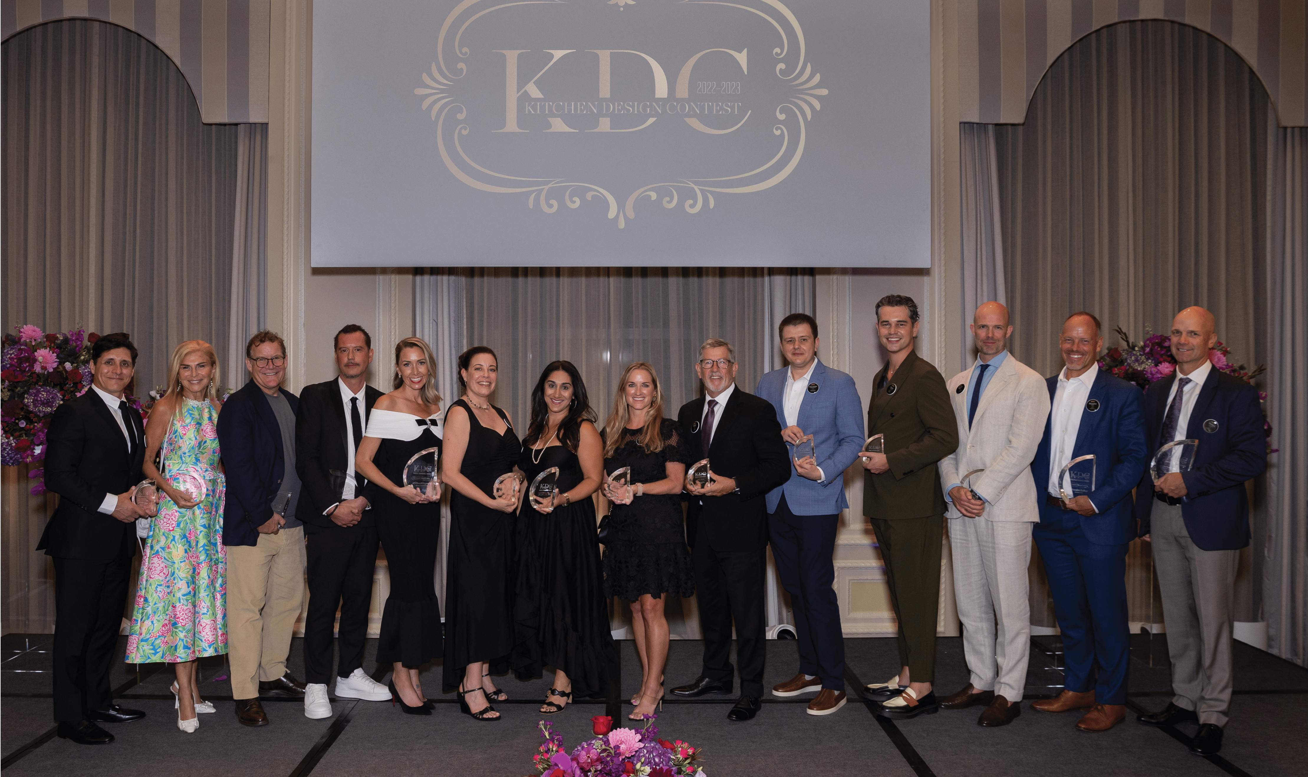 The global winners pictured together at the 2022 - 2023 Kitchen Design Contest Summit and Gala.