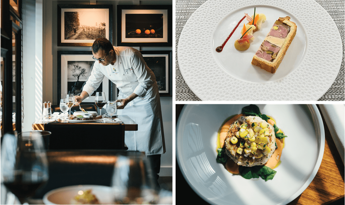 Aboard an Oceania Cruise, like the Vista or Allura, elegant, hand-crafted dishes are available at the Aquamar Kitchen.