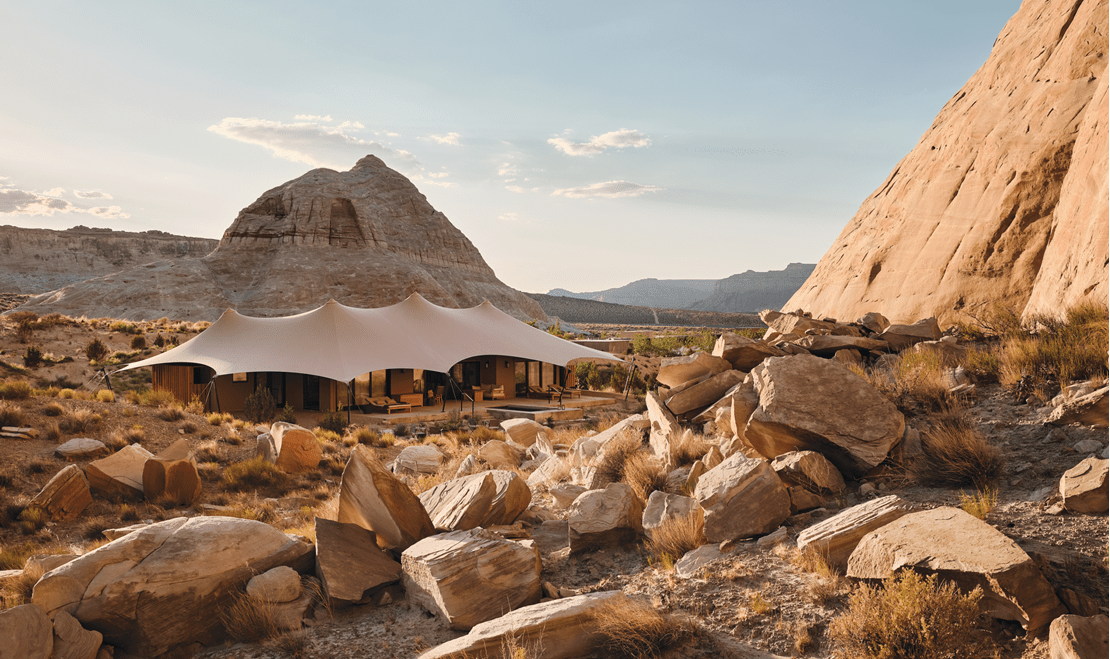 In-Pavillion Wellness at Camp Sarika is available just a short hike from Amangiri, which provides a grounded, calm experience.