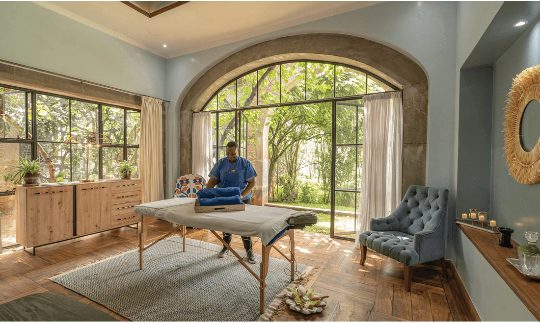 The Retreat at Giraffe Manor in Nairobi, Kenya offers massages by professional massage therapists.
