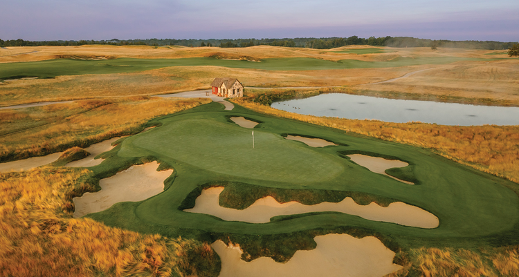 Erin Hills located in Erin, Wisconsin with a small townhouse very close to the pole of this 18-hole golf course.